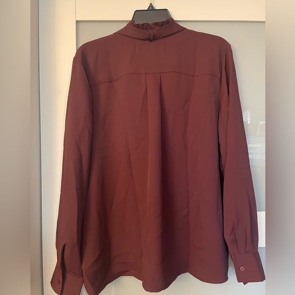 LOFT Deep Red Ruffle Blouse - Picture 2 of 3